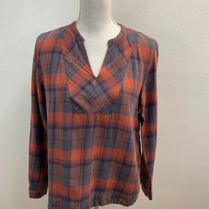 Girl Krazy Flannel Shirt Woman‎  Large Boyfriend Plaid 100% Cotton Boxy M54